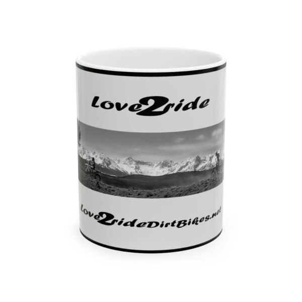 Love 2 Ride Dirt Bikes Ceramic Mug - Adventure Enthusiast Coffee Cup